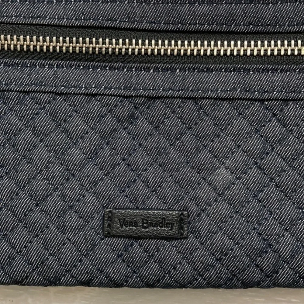 Vera Bradley dark denim zipper quilted wristet wallet